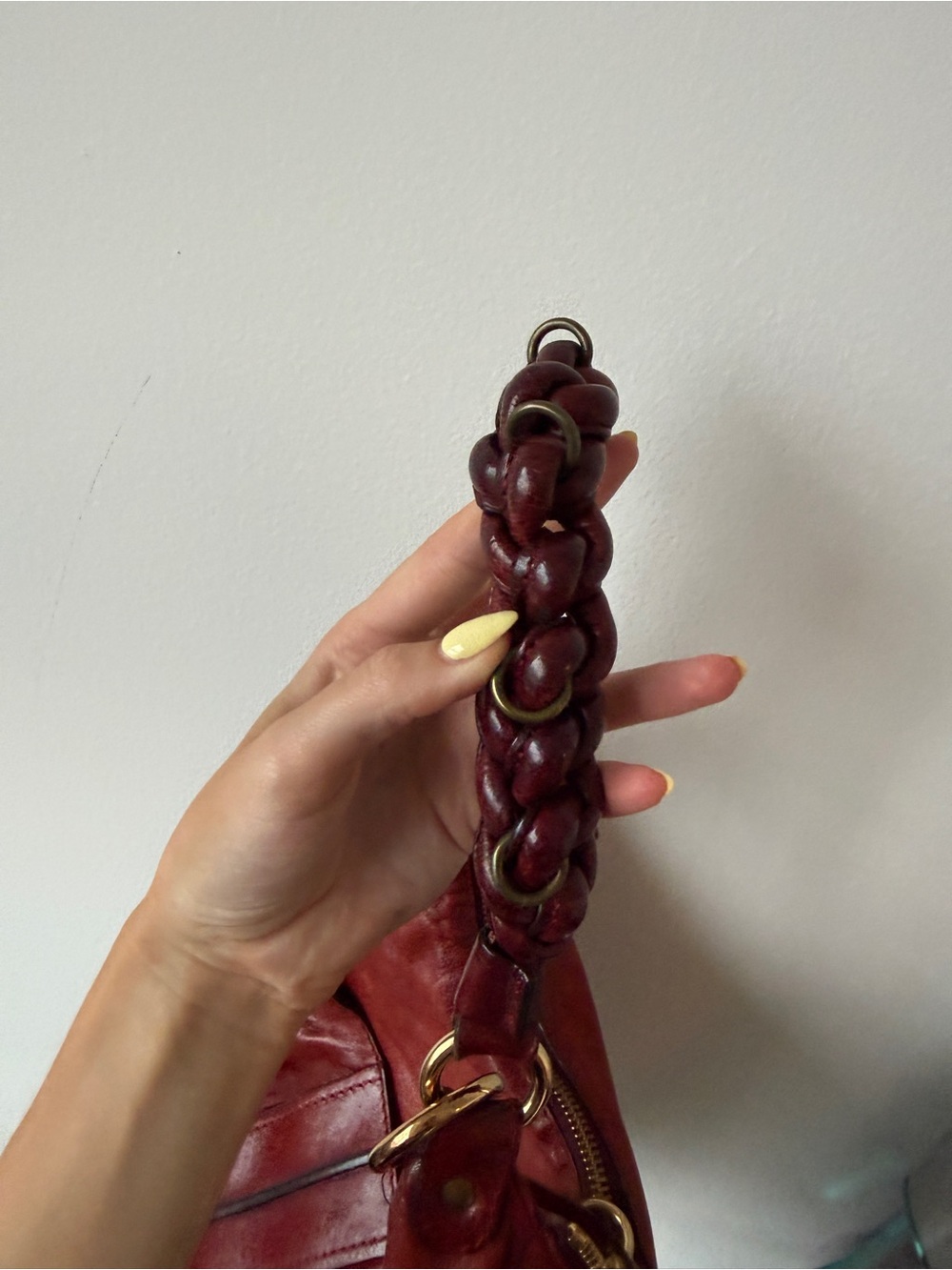 Authentic Vintage Chloe Red Leather Hobo Bag with Braided Handle - Picture 6 of 8